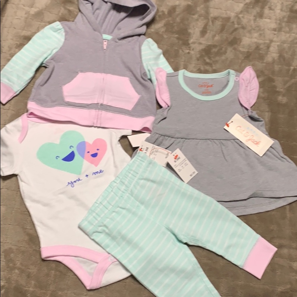 Cat & Jack baby girl 4 piece hoodie & outfit set
